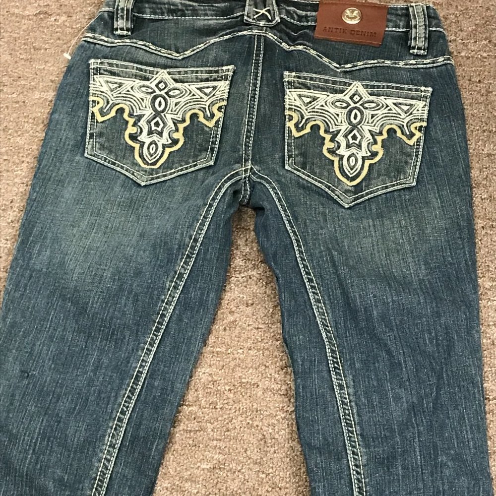 Antik Denim bootcut embroidered denim jeans 25 boho hippie festival